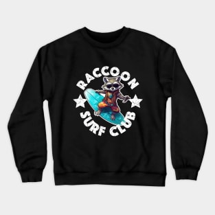 Raccoon Surfing - Surf Club (White Lettering) Crewneck Sweatshirt